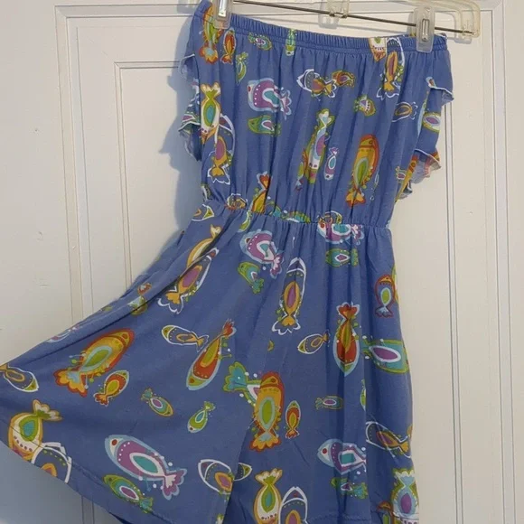 90s Malibu Barbie Comfy Cotton Beach Romper Swim Coverup Srapless Playsuit Small - Picture 5 of 7